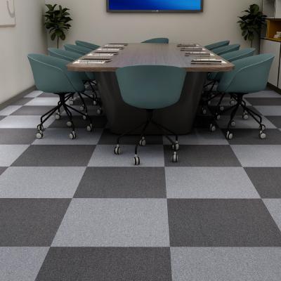 China office slip proof hotel commercial use pattern 50x50 decorative nylon with pvc floor carpet tile for sale