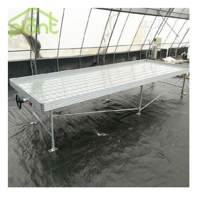 China Easy For Operation Hydroponics System Greenhouse Adjustable Backflow And Flow Flood Rolling Tray Tables For Sale for sale