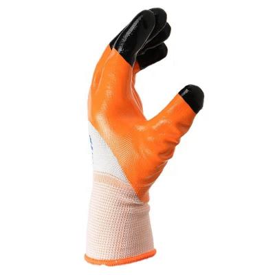 China Agriculture Nitriles Smooth Coating 3/4 Double Dip Glue For Fingertips Work Gloves for sale