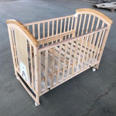 China Natural Wood Finish Baby Playpen Wooden Kids Crib Living Room Used Baby Furniture Modern Baby Bed Bedroom for sale