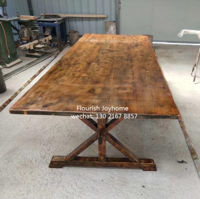 China Farmhouse Traditional Solid Wood Table Long Rectangular Kitchen Table Banquet Table For Events Rustic Finish for sale