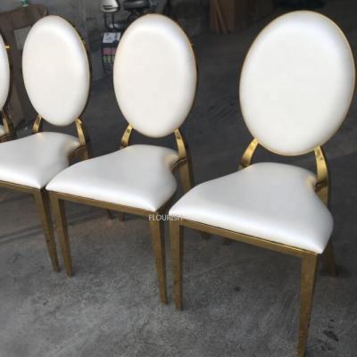 China Stacking Modern Golden Round Back Stainless Steel Infinity Chairs For Events Stacking Furniture Wedding Luxury for sale