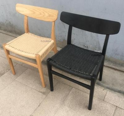 China Rattan Seat Wooden Dining Chair In Natural Or Black Color With Woven Cane Seat for sale