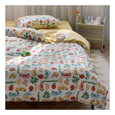 China New Release Nondisposable 3Pcs Printed 100% Cotton Toddler Bedspread Bed Set, Cute Small Size Cheap Baby Crib Sheets Bedding Set Winter for sale