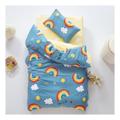 China Nondisposable Wholesale Cute Small Size Summer Baby Crib Sheets Bedding Set, 100% Cotton Fluffy Quilt Cover Bed Set 3PCs for sale