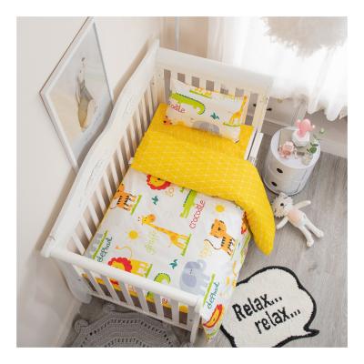 China Nondisposable Cheap Small Size Winter Baby Crib Sheets Bedding Set, 3Pcs Cartoon Print 100% Cotton Toddler Quilt Bed Set Nordic for sale