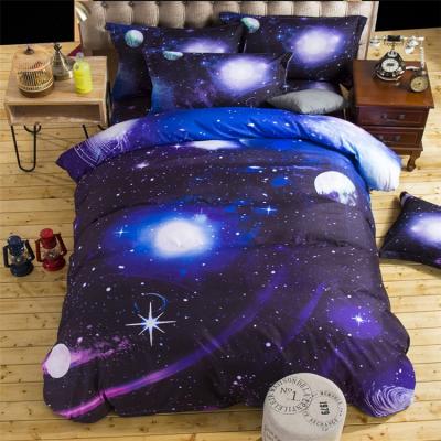 China Nondisposable Stars Bedding Set Night Sky Bed Linen Kid Boy Girl Kid Blanket Set, Textiles Galaxy Bedding Mens Womens Dark Blue Home Bedding Set for sale