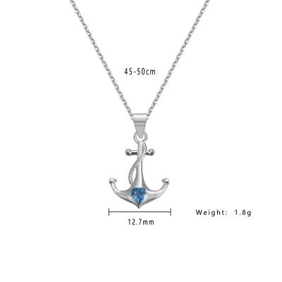 China Anchor 925 Genuine Silver Sapphire Wheel Fashion Men's and Women's Giants Necklace for sale