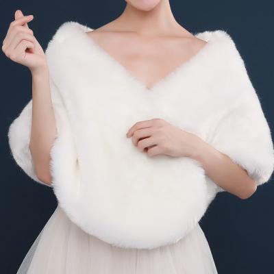 China Jtfur wholesale white winter white fur cotton shawl cotton jacket cape accessories wedding dress bridal shawl for sale