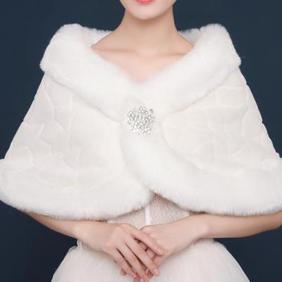 China Wholesale Women's Coat Cotton Casual Coat Warm White Jtfur Winter Wedding Scarf Fur Shawl Warm White Fur Shawl for sale