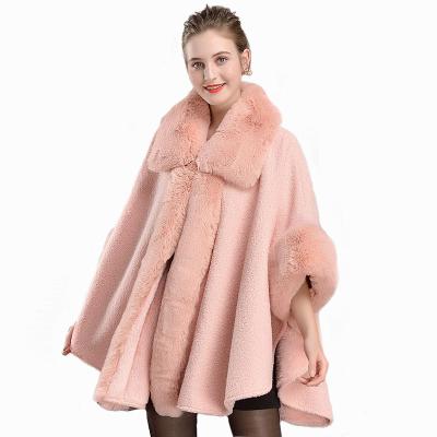 China Wholesale Autumn Winter Loose Faux Fox Wool Double Wool Jtfur Women's Factory Women's Shawl Coat Coat Collar Knitted Fur for sale