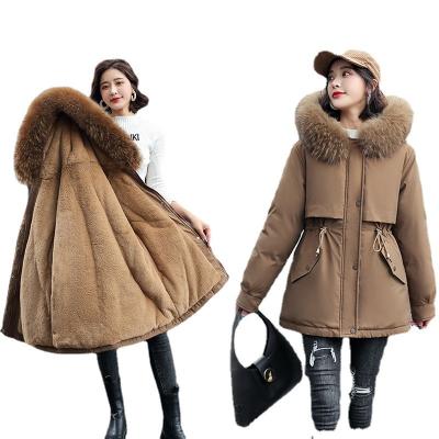 China Winter Jtfur Fur Collar Fur Collar Parka Coat Women High Quality Cotton Ladies Viable Long Sleeve Jacket for sale