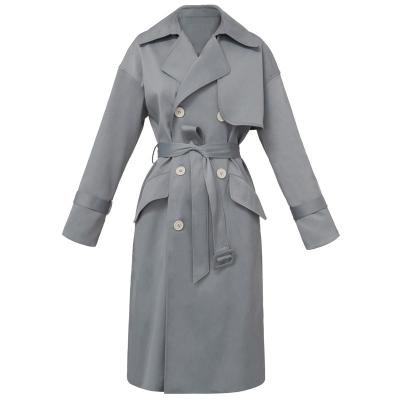 China Jtfur Women Anti-wrinkle Anti-wrinkle Spring Autumn Classic Elegant Trench Jacket Belted Oversized Slim Trench Coat for sale