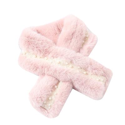 China Medium Medium Jtfur Women Pearls Thick Rabbit Fur Warmth Faux Fur Hairy Ladies Scarf Scarf for sale