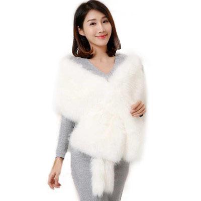 China Jtfur Girl Winter Wedding Party Dress Scarf Faux Fox Fox Fur Shawl Furry Oversized Vest for sale