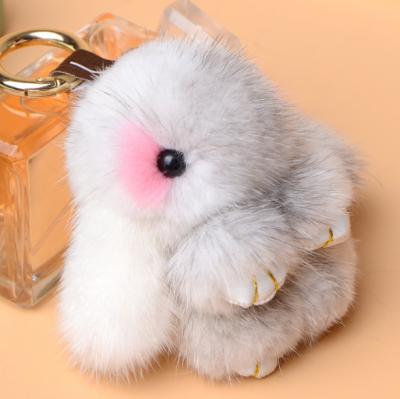 China Fuzzy Fuzzy Jtfur Customized Rabbit Key Charm Mink Fur Bunny Fluffy Keychain Lovely Cute Plush Key Chains for sale