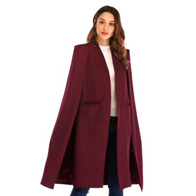 China European Lady Wholesale Design JTF Office Longest Breathable Women Spring Coat Poncho Zipper Jacket Red Women for sale