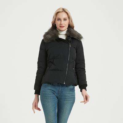 China Fashion Women Winter Breathable Fur Collar Jtfur Ladies Jacket Down Coat Elegant Warm Black for sale