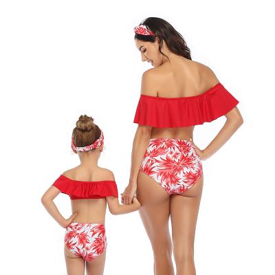 China 2021 Mom and Daughter Swimsuits Family Swimwear Bikini Swimsuit Breathable Matching Swimwear for sale