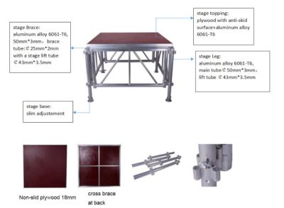 China Adjustable Height Outdoor Stage Platforms With Aluminum Alloy 6061-T6 for sale