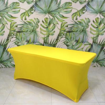 China Waterproof Polyester Stretch Tablecloths 4FT Elastic Table Cover With Custom Printing for sale