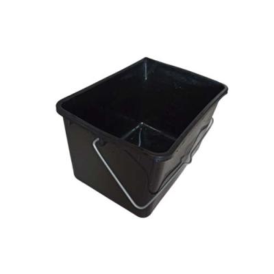 China Heavy Duty Rectangle 12Liter Rubber Bucket Washbasin Bus Tub For Building Construction Farming And Feeding With Metal Handles for sale