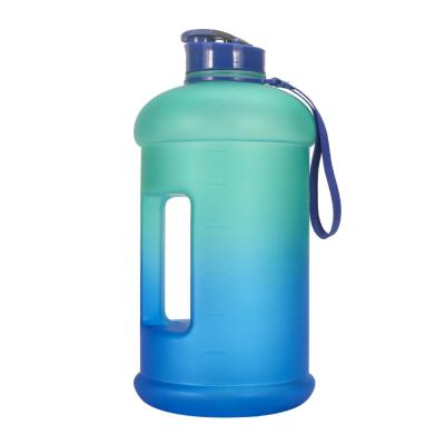 China Viable Reusable BPA PETG Tritan Free Color Changing 1.3L 2.2L Water Bottle With Tape And Leak Proof Portable Lid for sale