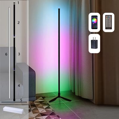 China Minimalist Google Smart Home Lights Ledcolorful Blue Tooth App Remote Control Modern Minimalist Wifi LED RGB Adjustable Floor Lamp for sale