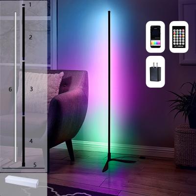 China Minimalist LED Floor Lamp RGB Color Changing Smart Living Home Light with APP or Corner Remote Control for Game Room/Bedroom/Living Room for sale