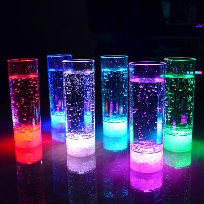 China LED Light Up Drinking Glasses OEM Custom Party Supplies Glowing In Dark Color Changing Liquid Activated LED Cups Flashing Light Plastic Wine Drink Glasses for sale