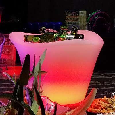 China Viable Custom Remote Control LED Night Club Light Waterproof Food Grade Illuminated Plastic Wine Ice Buckets With Printed Logo for sale