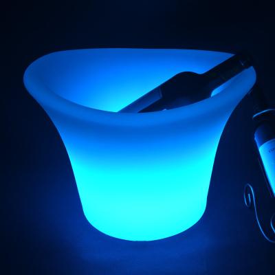 China CE/RoHS certification viable custom transparent plastic rechargeable battery wine ice bucket with LED light for sale