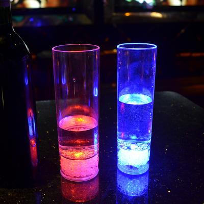 China LED Light Up Drinking Glasses OEM Party Barware Safe Fascinating Light Up Glass Cups High Ball Plastic Tall Drinking Tumbler LED Glitter Sublimation Light for sale