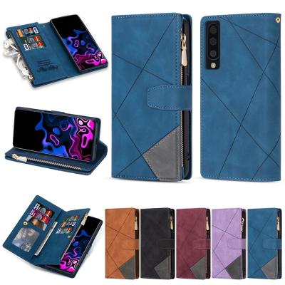 China With Luxury Line Splicing Magnetic Flip Leather Case For Multi-card Cover Zipper Stand Wallet Stylo 5 6 7 for sale