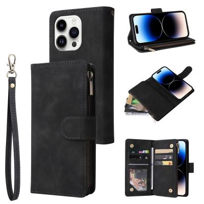 China With Se 13 12 mini 11 Multi-Card iPhone 14 Luxury Magnetic Flip Leather Case For Apple 2022 Pro 2020 Max Stand Wallet X XR XS 8 plus 7 6 6S for sale