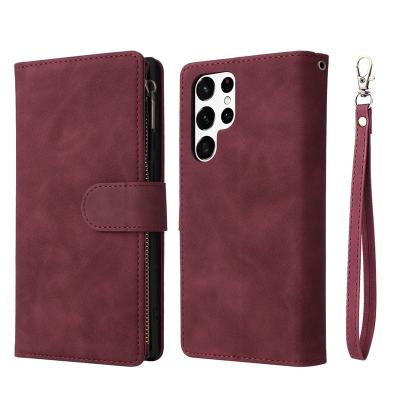 China With Stand Wallet Multi-card Zipper Luxury Galaxy S23 Ultra S22 S21 Flip Leather Case For Samsung Plus S20 Fe A13 A14 A24 A34 A52 A53 A54 for sale