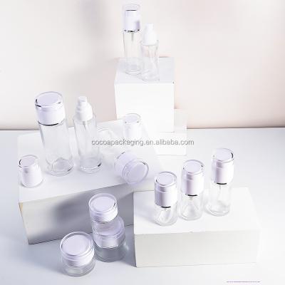 China 40ml Water Emulsion Press Bottle 30g Face Cream Submarine Package Glass Bottle Cosmetic Transparent Cosmetic Jar Set Cosmetics Packaging Contain for sale