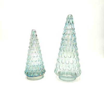 China GLASS Colored Glass Iridescent Green Home Table Top Decoration Christmas Tree for sale