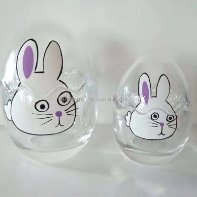 China Modern Cute Colorful Glass Egg Jars Unique Art Easter Jars for sale