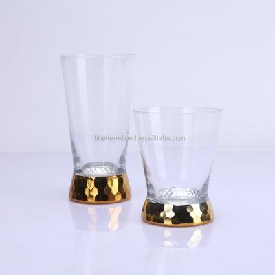 China Hand cut hand cut golden drinking glass tumbler for sale