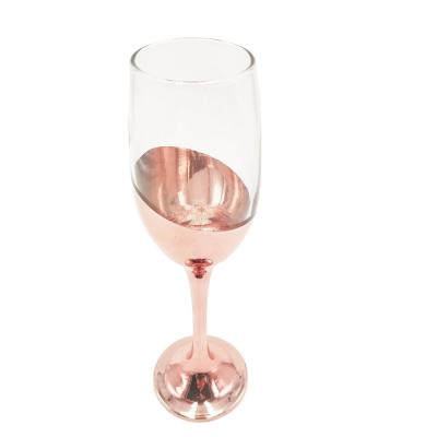 China Champagne Glass Rose Gold Plating Oblique Glass Stemware For Champagne Drinking Glass for sale