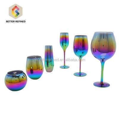 China Color 8oz Champagne Stemless Bar Rainbow Flute for sale