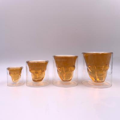 China Viable wholesale human skeleton series double layer wine glass water cup glass tumbler home decoration stemless BR stemless for sale