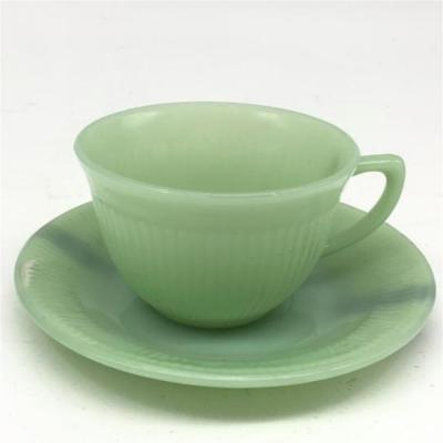 China Drinking Glass Green Jade Glass Cup And Saucer On Sale for sale