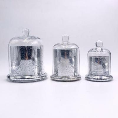 China Silver Home Decoration Mercury Glass Candle Jars With Dome / Glass Jars Candle for sale