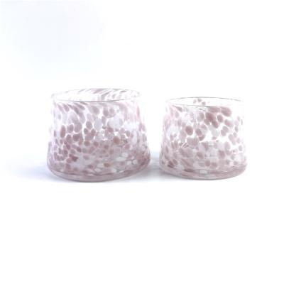 China Home Decoration Pink Colored Spots Glass Jar For Candle Making for sale