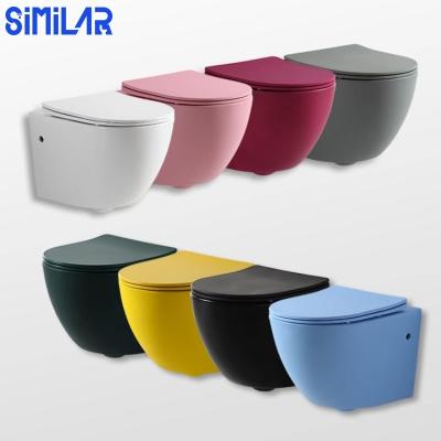 China Concealed Tank SIMILAR Factory European Style Rimless Wall Hung Toilets for sale