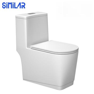 China Dual-Flush Similar Factory Commercial One Piece Water Close S-trap Flushing Toilet for sale