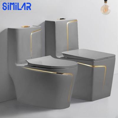 China Dual-Flush Similar Factory Gray Gold Rimless Bathroom Wc Toilet for sale