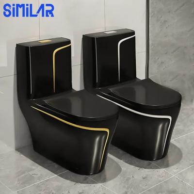 China Dual-Flush SIMILAR Factory Modern Black Gold Color Toilet Bowl for sale